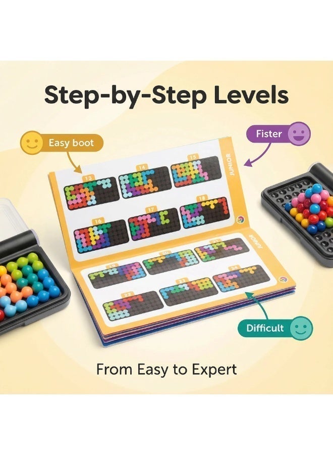 سمارت جيمز لعبة لغز الذكاء المحمول لتعزيز مهارات التفكير المنطقي وحل المشكلات، تتضمن 120 تحديًا ثنائي وثلاثي الأبعاد بمستويات صعوبة متدرجة من السهل إلى الخبير، مناسبة للأعمار من 6 سنوات فما فوق، لعبة سفر ممتعة في علبة محمولة - Image 4